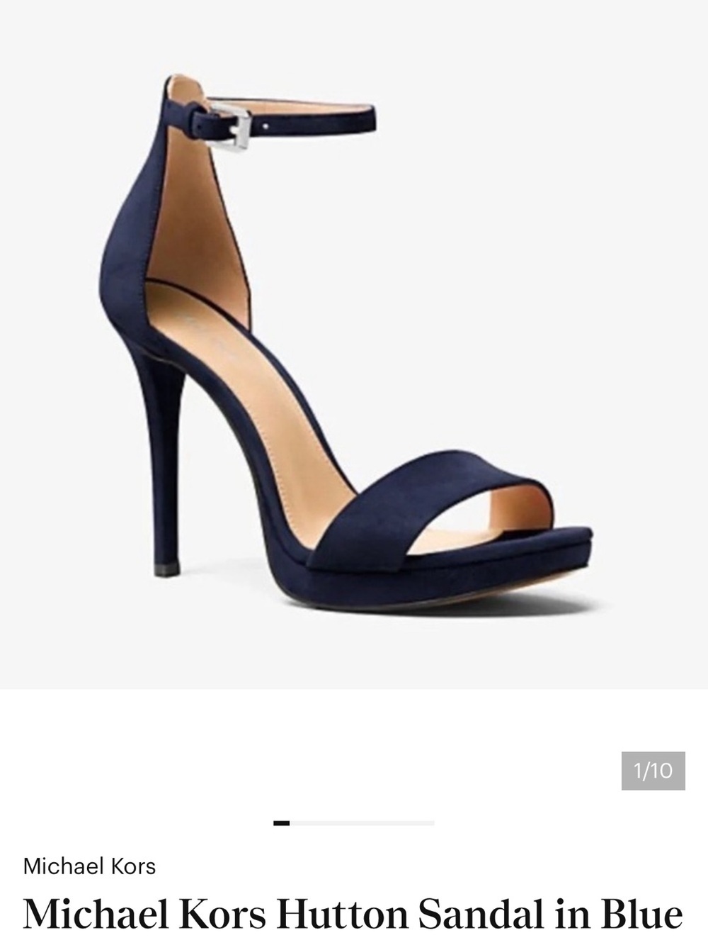 Michael Kors Navy Suede Ankle-Strap Stiletto Sandal